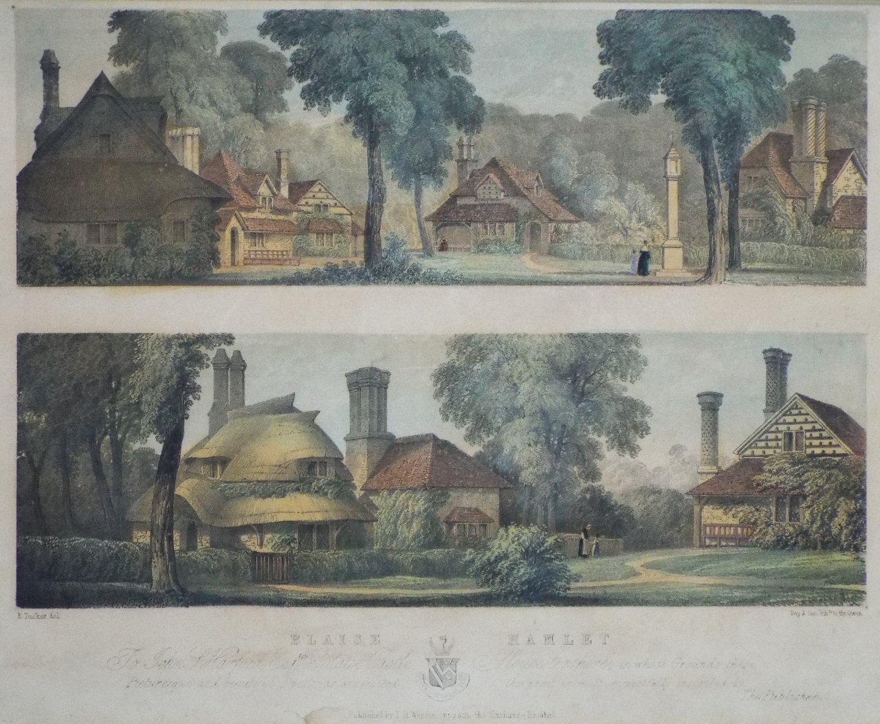 Lithograph - Blaise Hamlet, To John J, Harford Esqre of Blaise Castle, Gloucestershire...